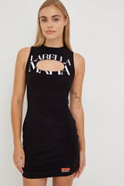 LaBellaMafia Rochie Culoarea Negru, Mini, Mulata Dama, Tricotaj, Casual, Model Print