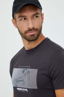 4F Tricou Din Bumbac Culoarea Negru, Cu Imprimeu