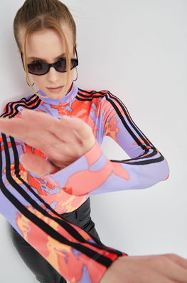 Adidas Originals Longsleeve HC4587 Femei, Culoarea Violet, Cu Turtleneck