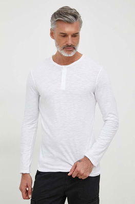 Sisley Longsleeve Din Bumbac Culoarea Alb, Neted