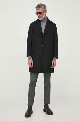 Sisley Palton Din Lana Culoarea Negru, De Tranzitie
