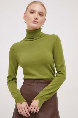 Sisley Pulover Femei, Culoarea Verde, Light, Cu Guler