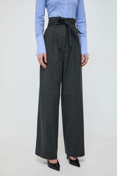 Pinko Pantaloni De Lana Culoarea Gri, Lat, High Waist