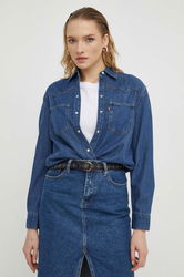 Levi's Camasa Jeans Femei, Cu Guler Clasic, Regular Albastru
