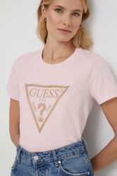 Guess Tricou Femei, Culoarea Roz