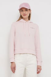 Tommy Hilfiger Bluza Femei, Culoarea Roz, Cu Glugă, Neted
